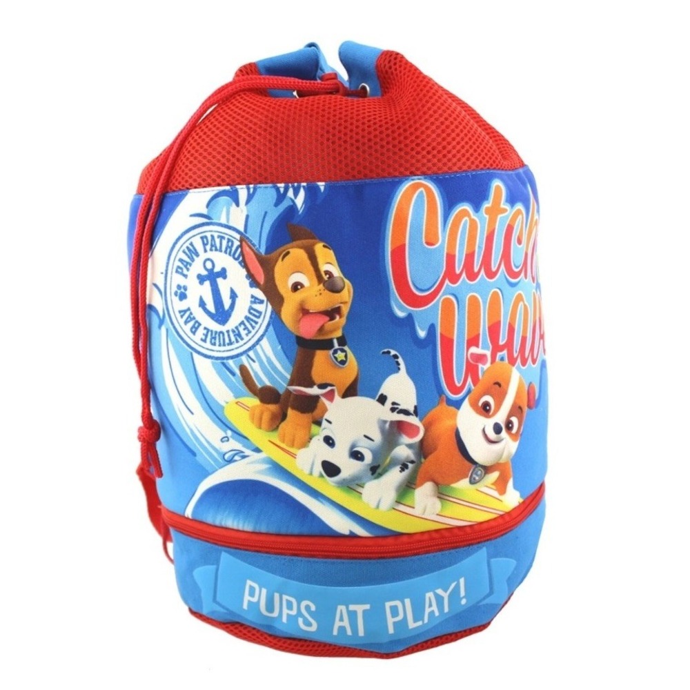 Paw‎ Patrol Drawstring Cinch Bag Pups At Play Catch Waves Kids Childrens